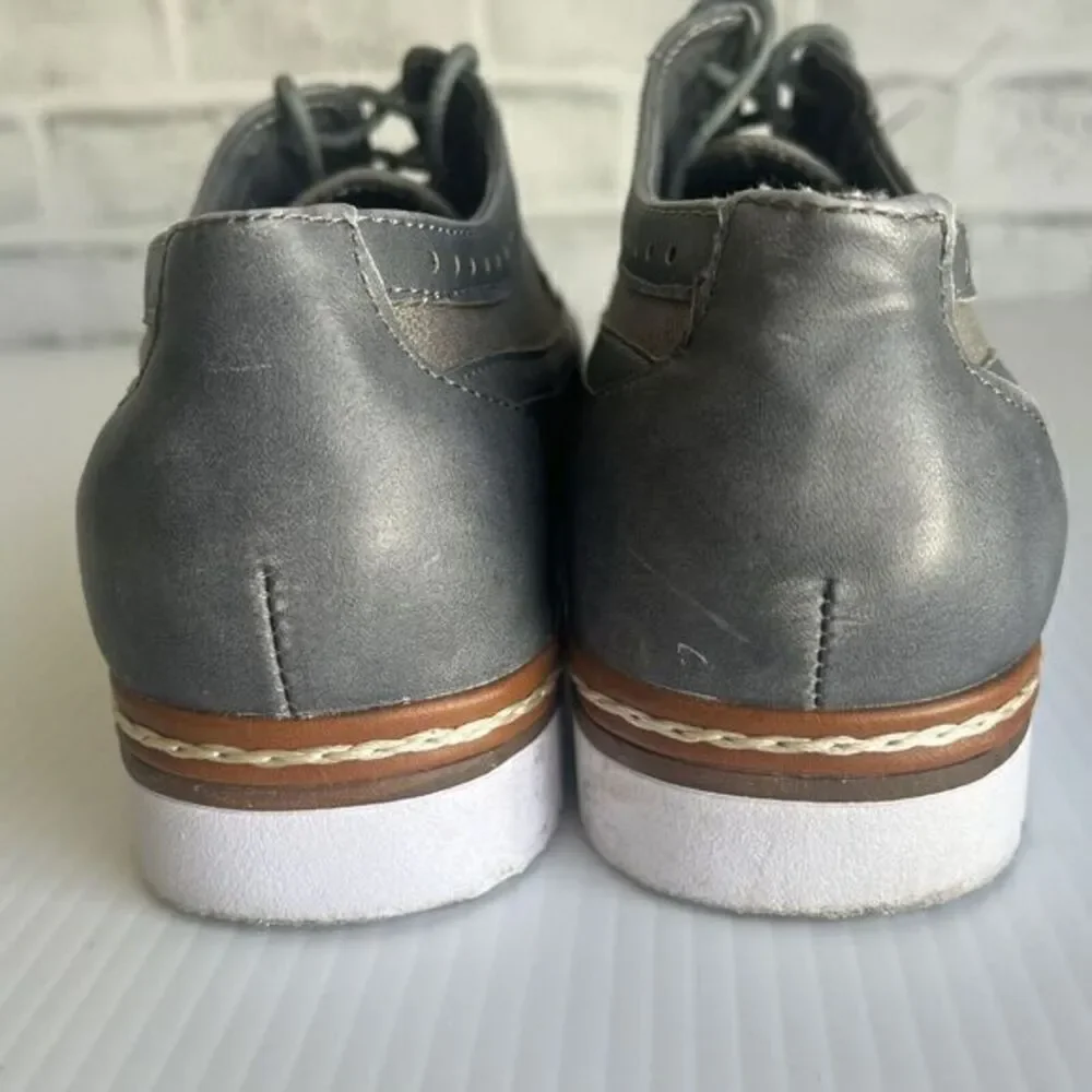 Nature Breeze Women Lace Up Loafer Sneakers‎ Spectator Gray  Shoes 9 White Sole